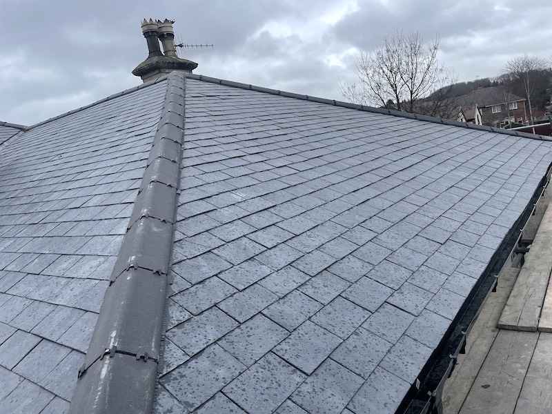 Newly fitted slate roof by Clean Gutters & Roofing Services